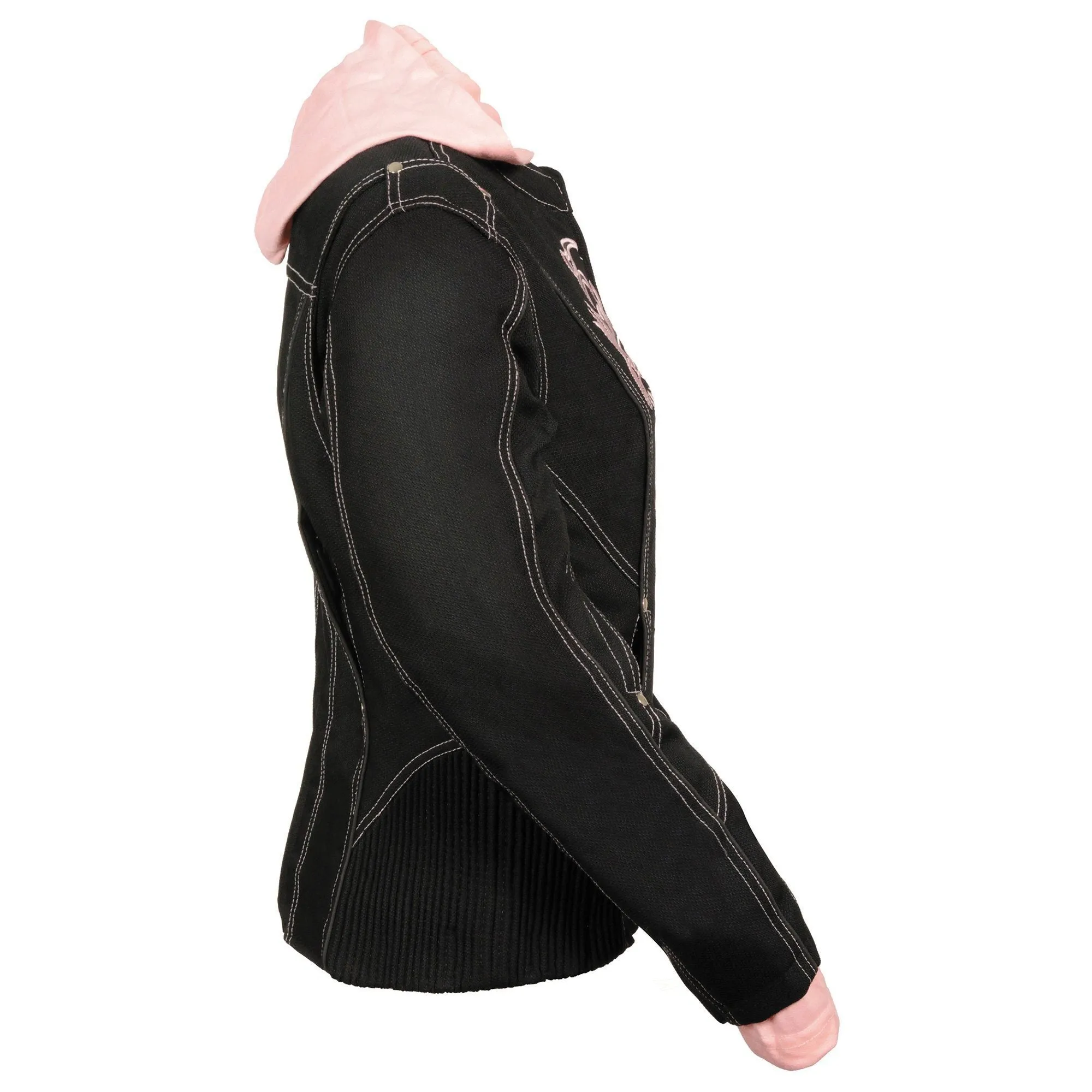 NexGen SH1966 Ladies Black and Pink 3/4 Jacket with Reflective Tribal and Hoodie