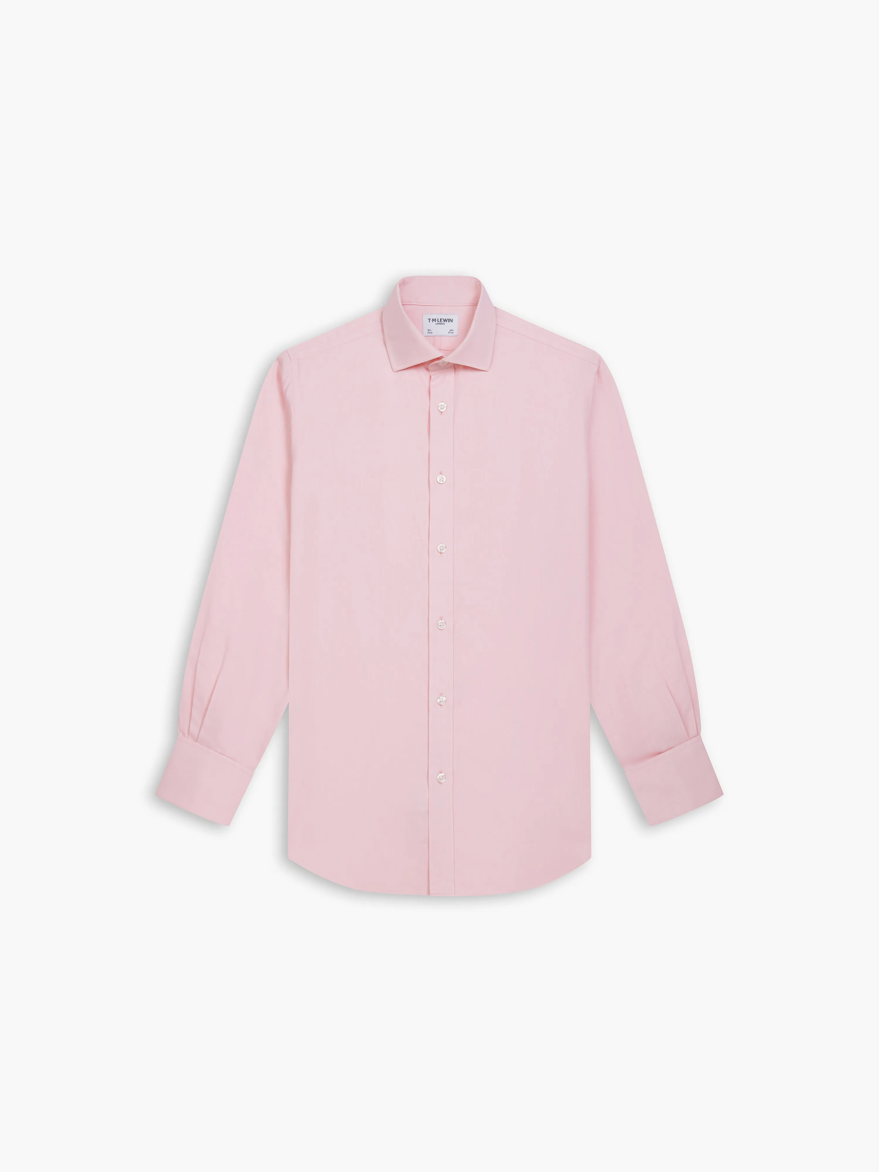 Non-Iron Pink Twill Slim Fit Double Cuff Classic Collar Shirt