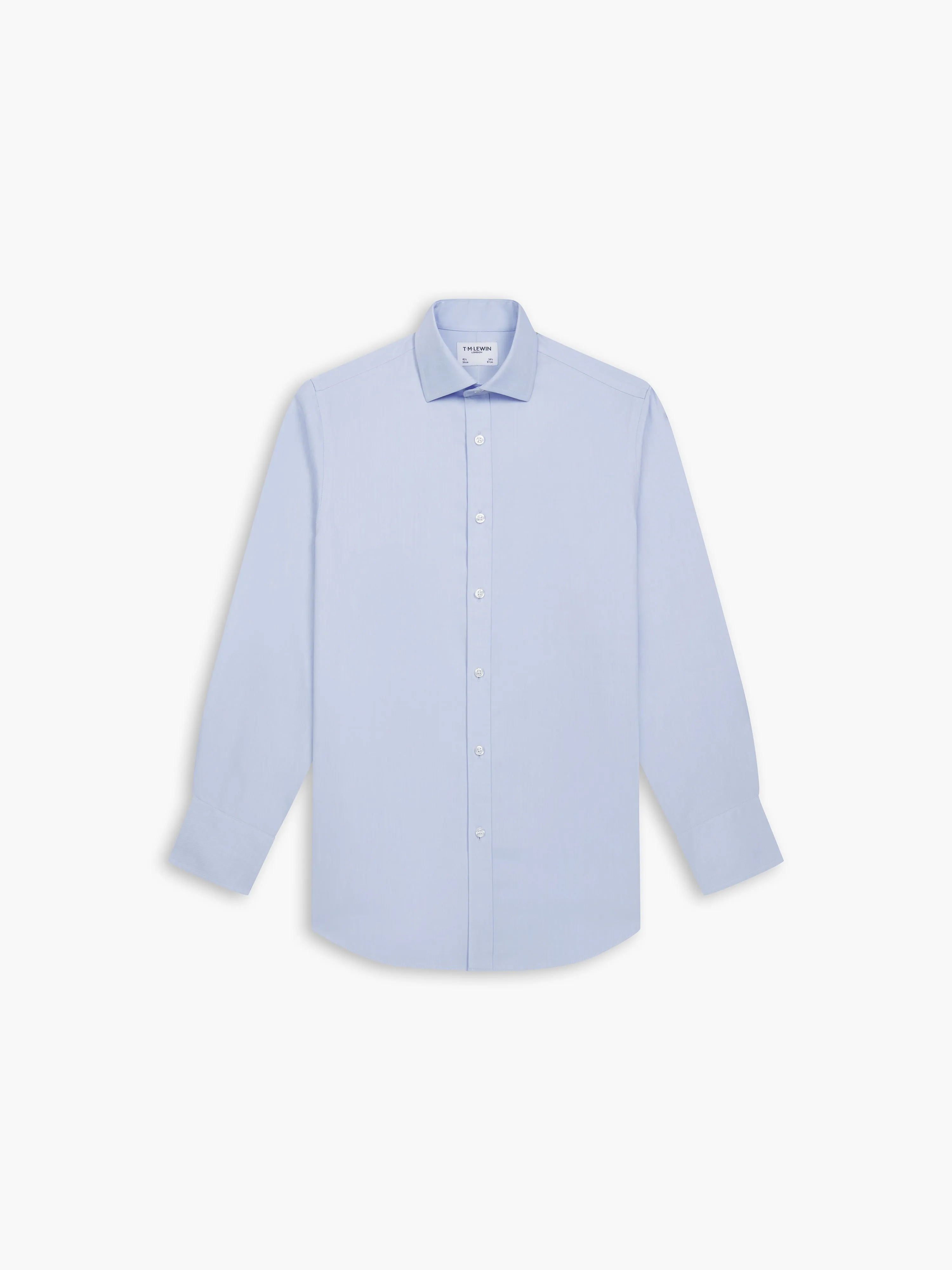 Non-Iron Sky Blue Twill Regular Fit Single Cuff Classic Collar Shirt