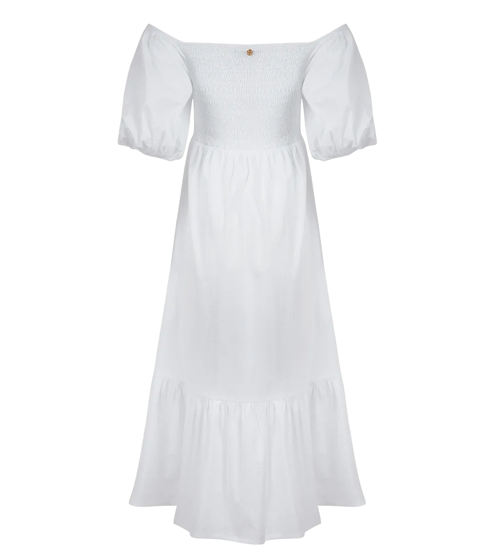 Ophelia Smocked Maxi Puff Sleeve Dress