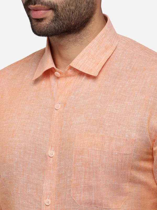 Orange Solid Regular Fit Formal Shirt | JadeBlue