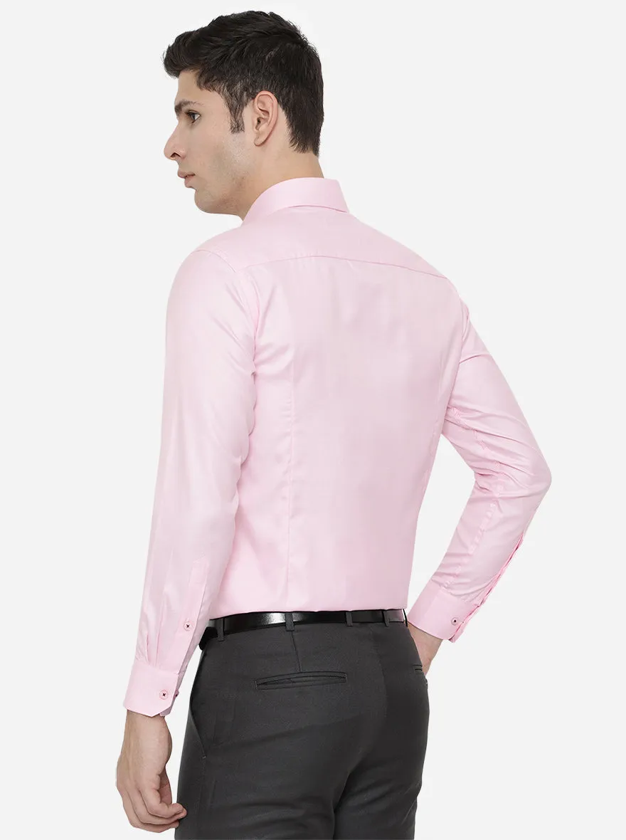 Pink Dobby Slim Fit Formal Shirt | Greenfibre