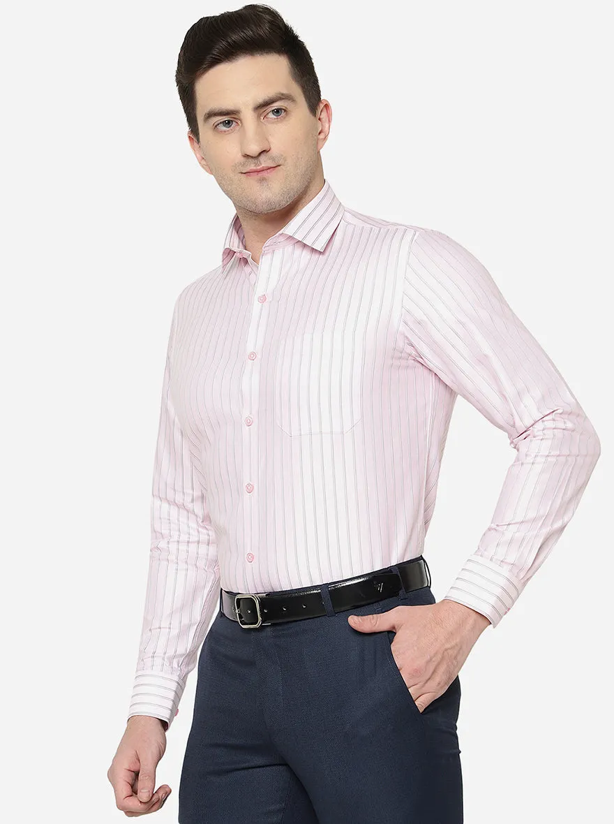 Pink Striped Slim Fit Formal Shirt | Greenfibre