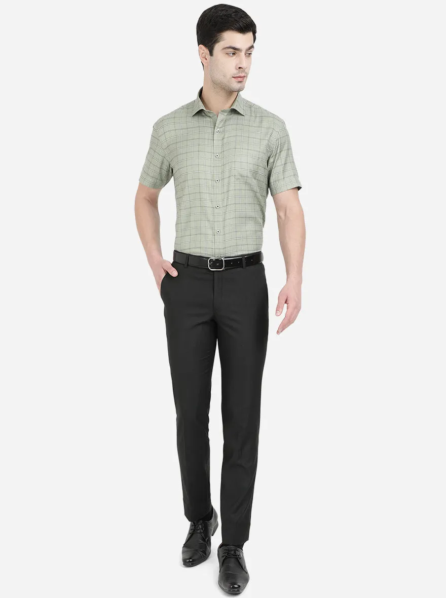 Pista Green Checked Regular Fit Formal Shirt | Greenfibre