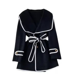 Pre Order:  Navy Collar Tab Cuff Jacket