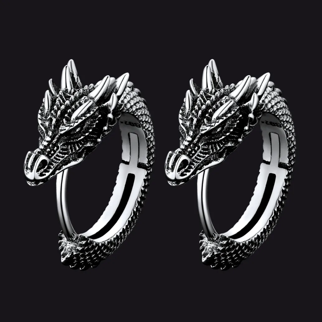 Punk Small Dragon Hoop Earrings for Men Women