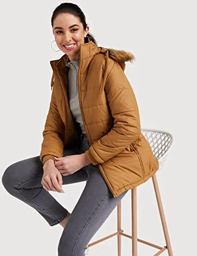 Qube By Fort Collins Women's Parka Coat (88406AZ_Tan_M)