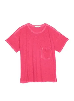 Rag & Bone - Vintage Crew with Pocket in Deep Pink