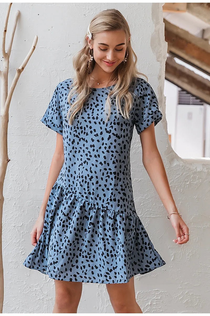 Sexy Leopard Print Elegant Office Lady Vintage Short Boho Sundress