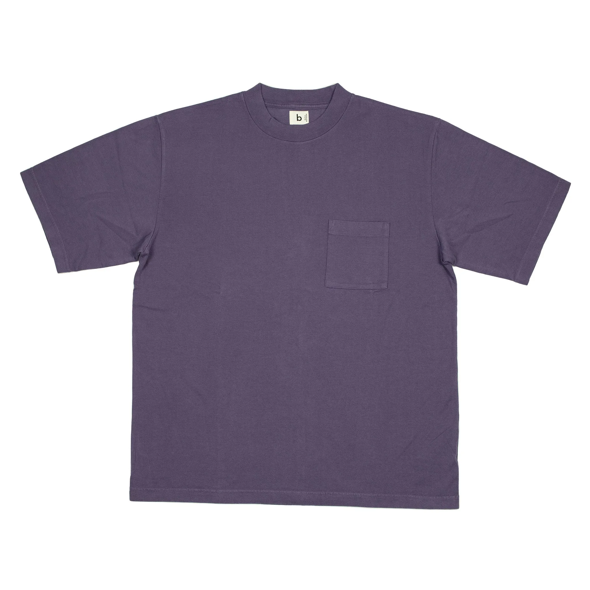 Soft cotton crewneck pocket tee in deep purple