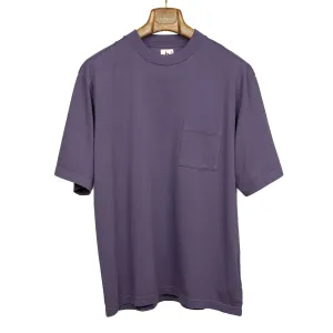 Soft cotton crewneck pocket tee in deep purple