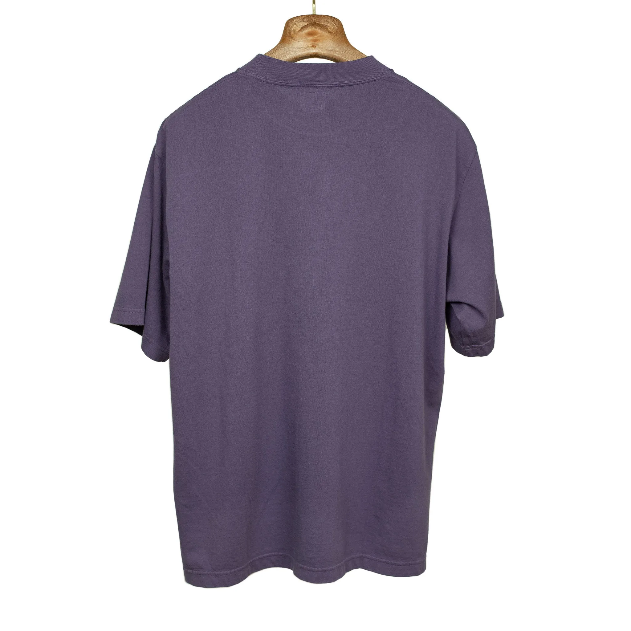 Soft cotton crewneck pocket tee in deep purple