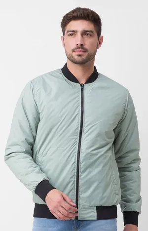 Spykar Men Charcoal Grey Mint Green Polyester Full Sleeve Casual Jacket