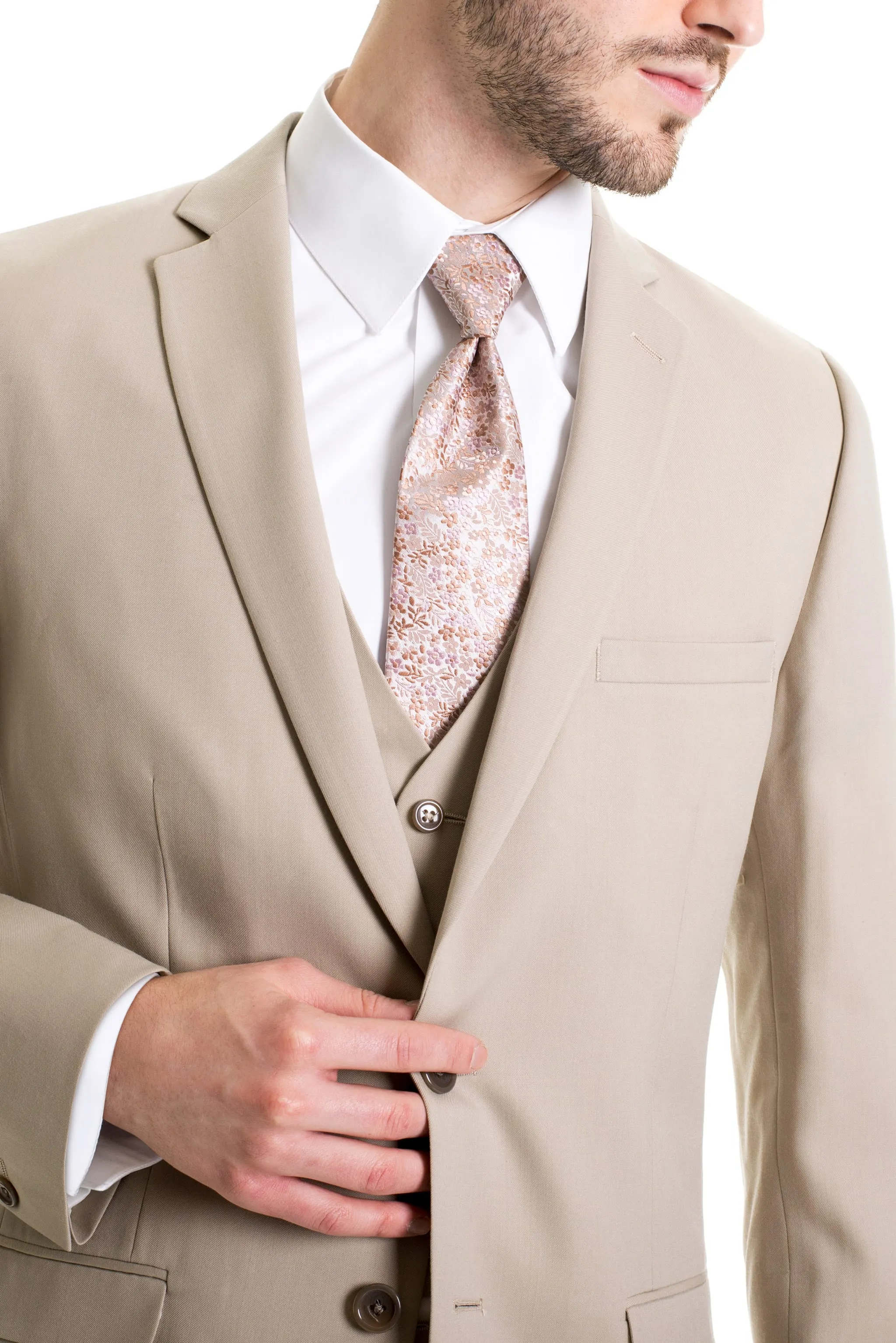 Tan Slim Fit Suit Coat