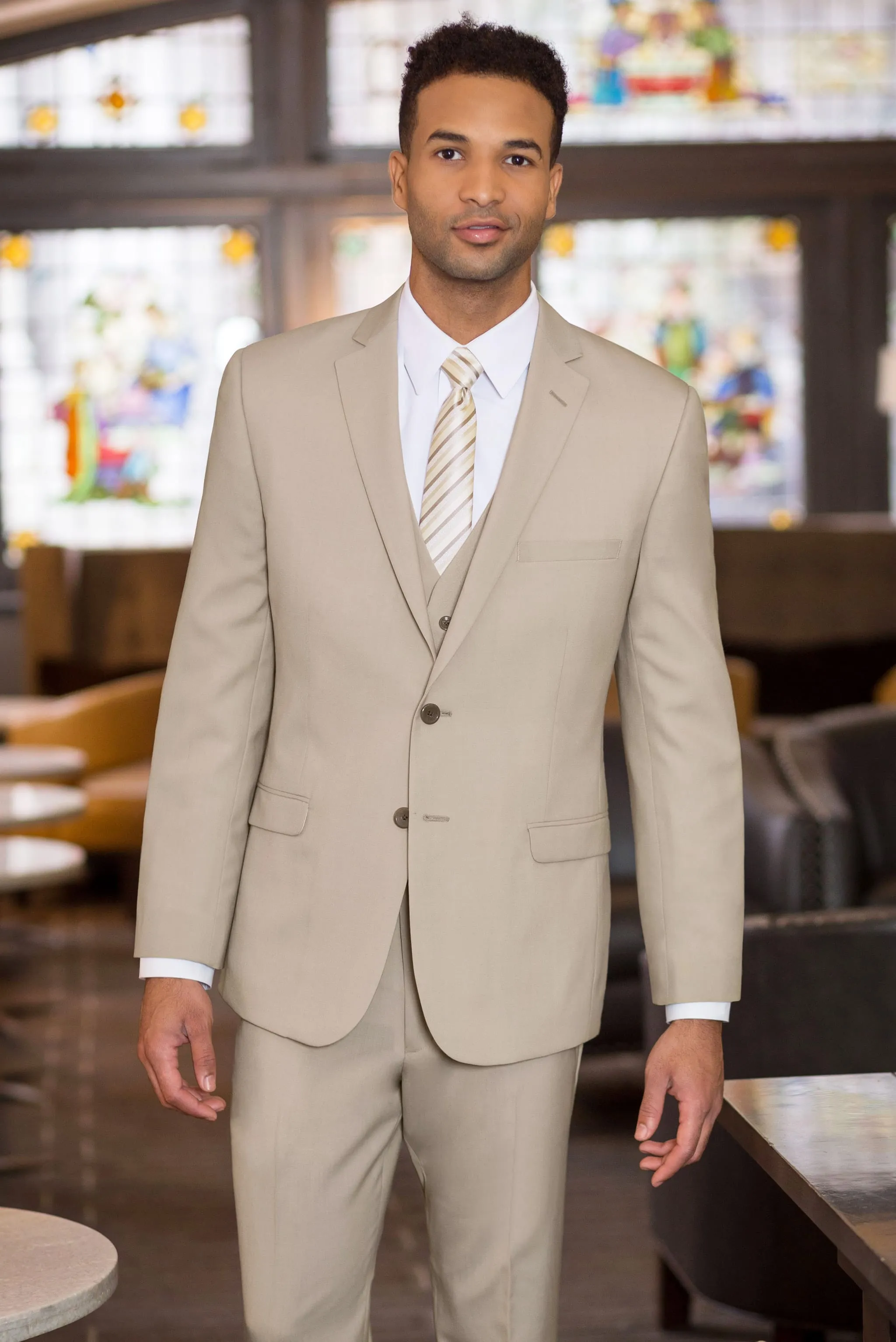 Tan Slim Fit Suit Coat