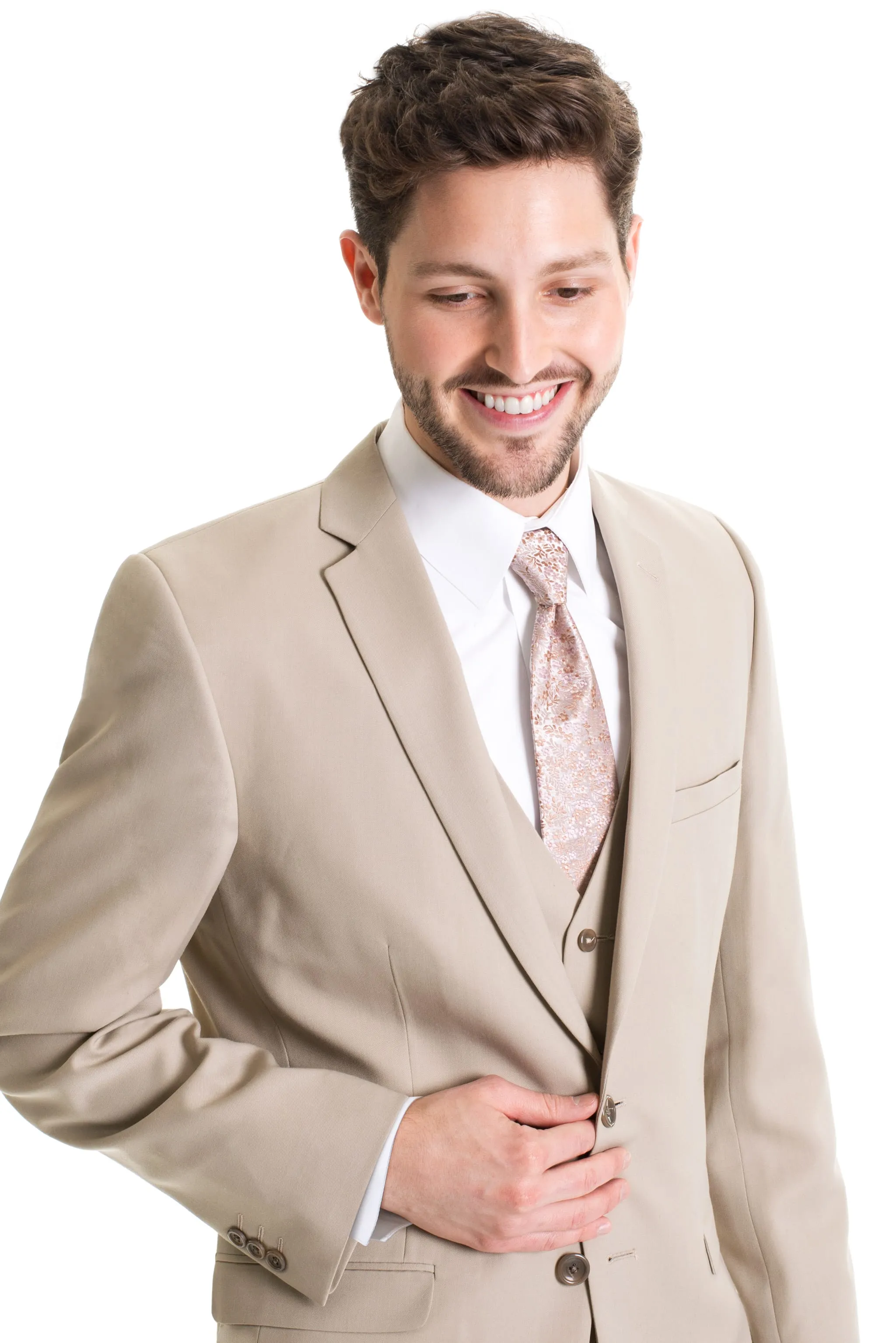 Tan Slim Fit Suit Coat