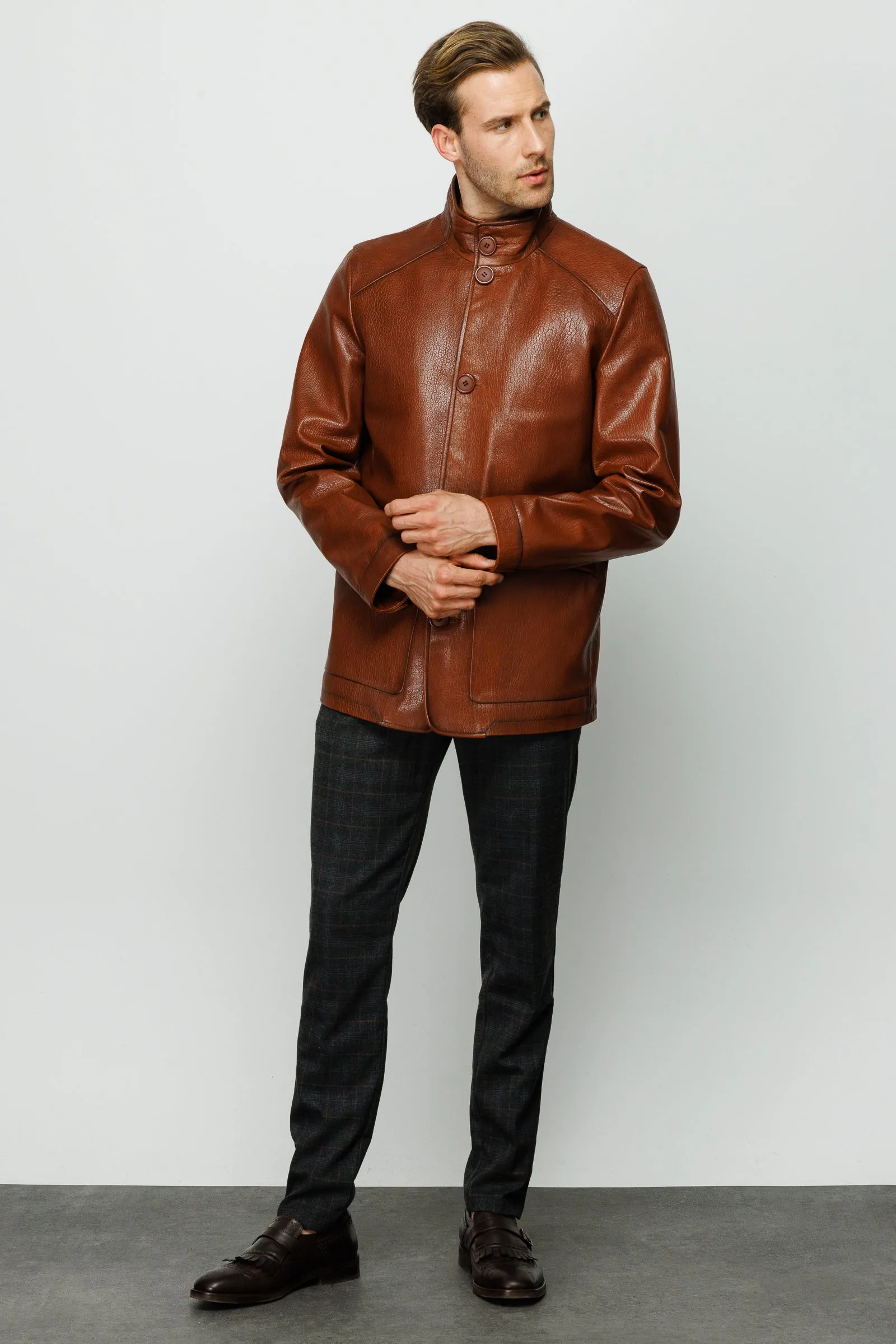 The Barclay Brown Leather Men Jacket