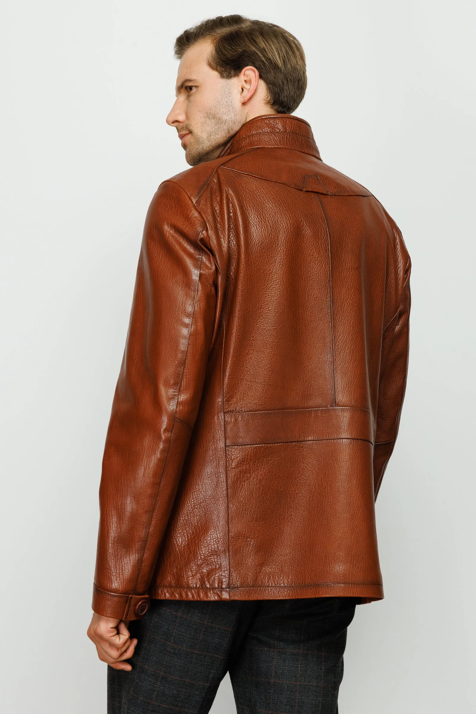 The Barclay Brown Leather Men Jacket