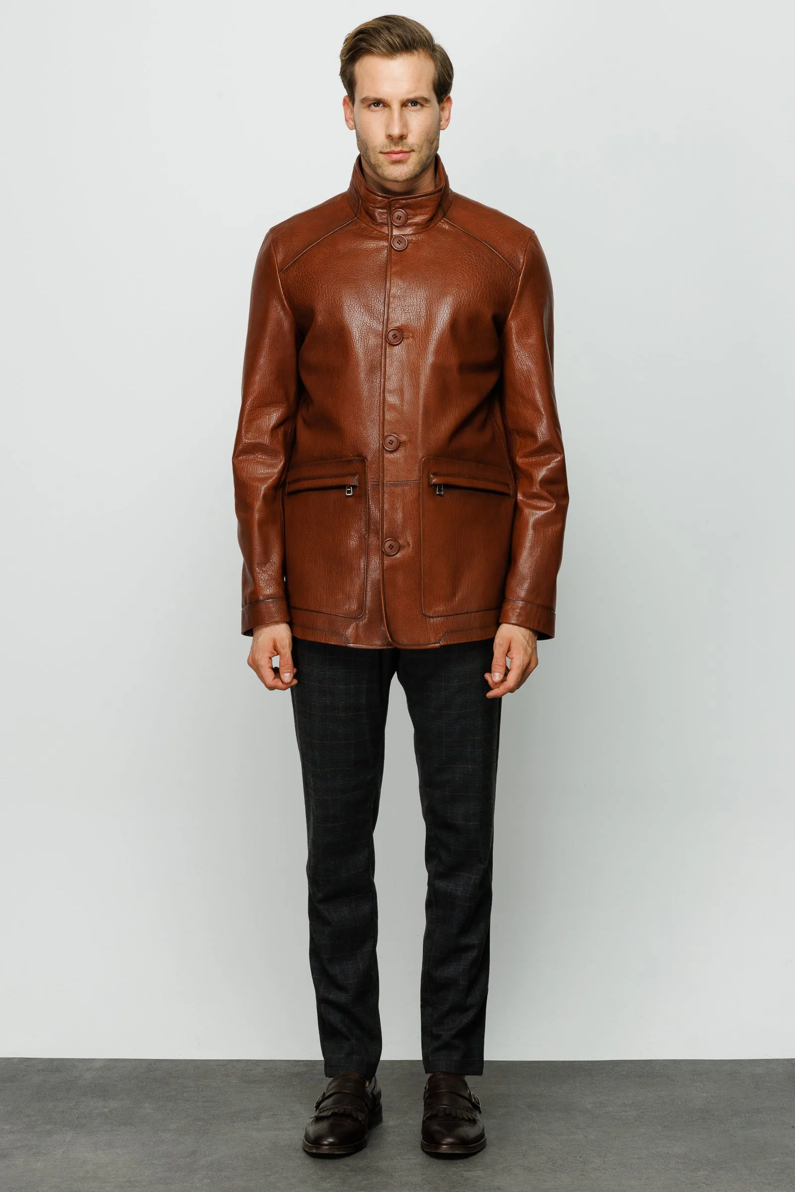 The Barclay Brown Leather Men Jacket