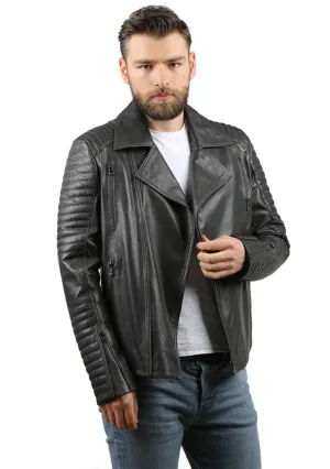 The Fossett Black Leather Men Jacket