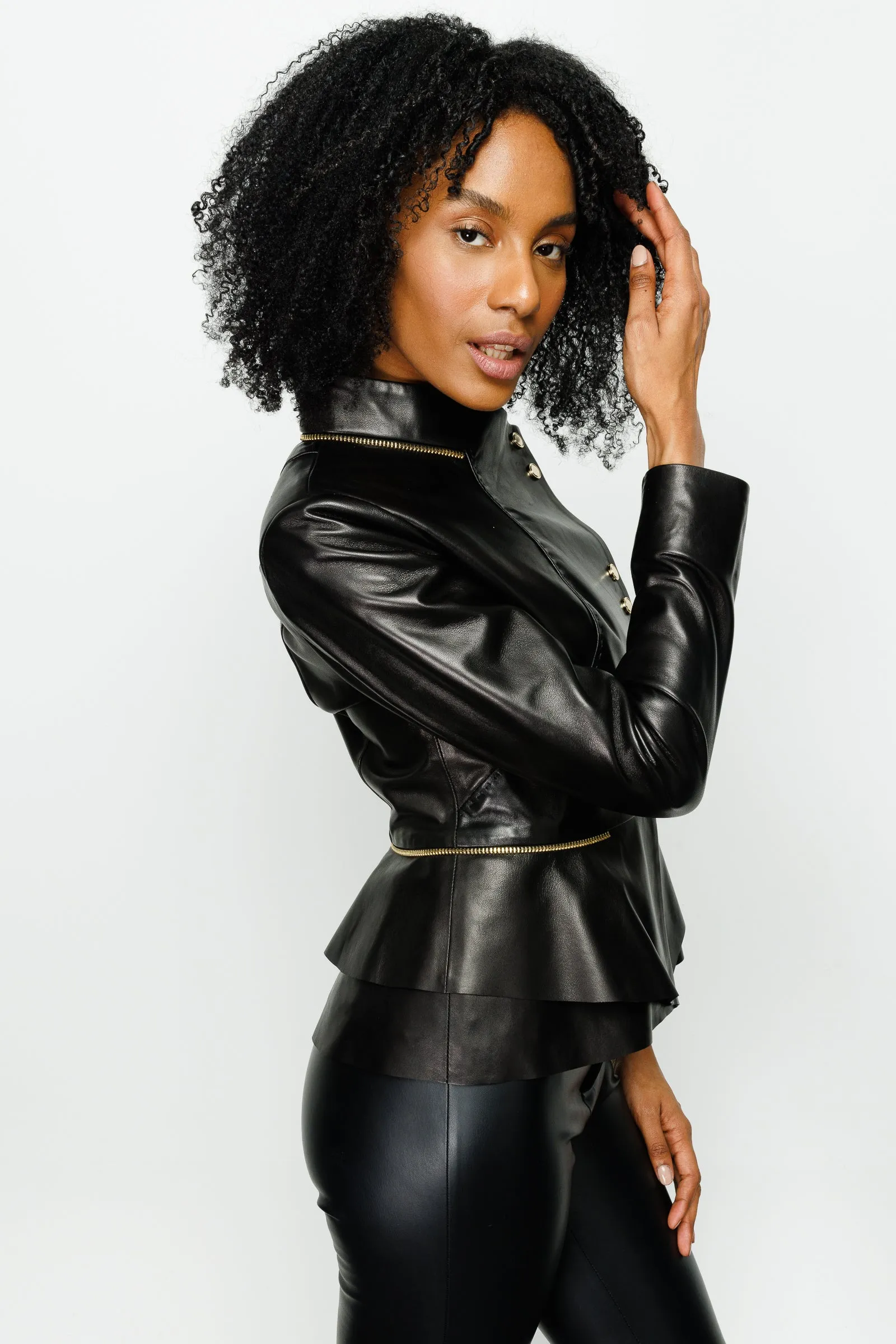 The Olmetti Black Leather Women Jacket