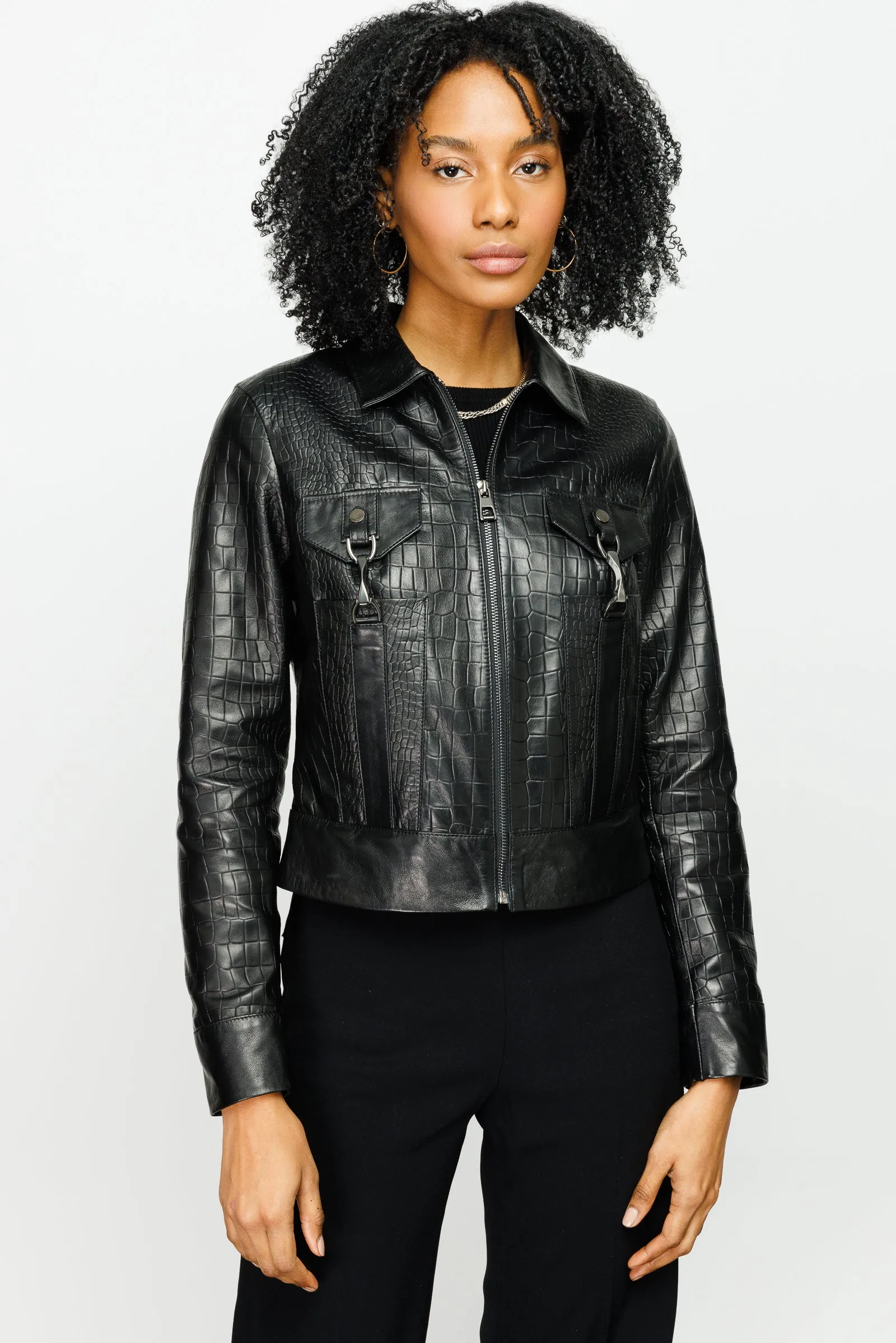 The Piane Black Leather Women Jacket