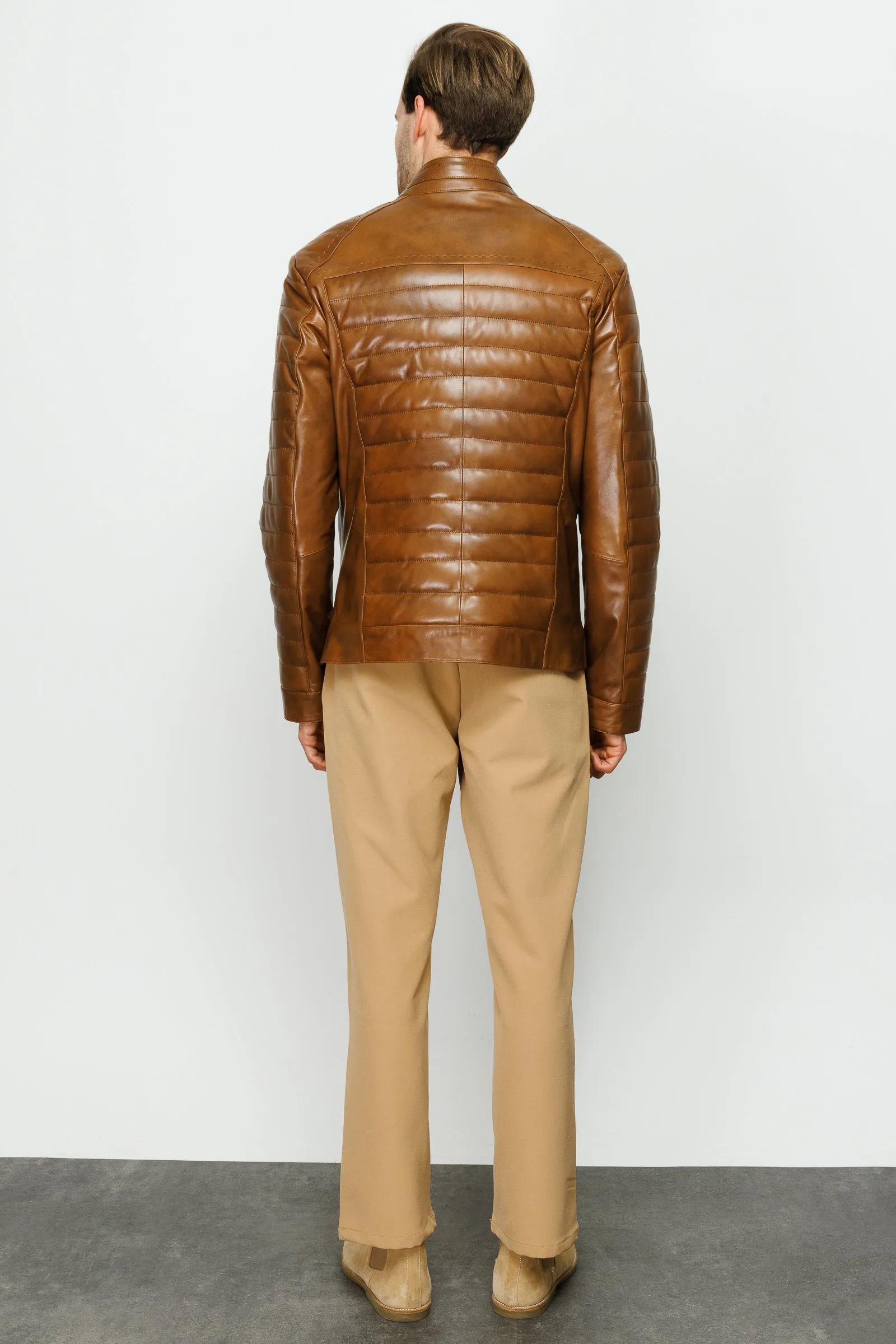 The Wilkerson Tan Leather Men Jacket