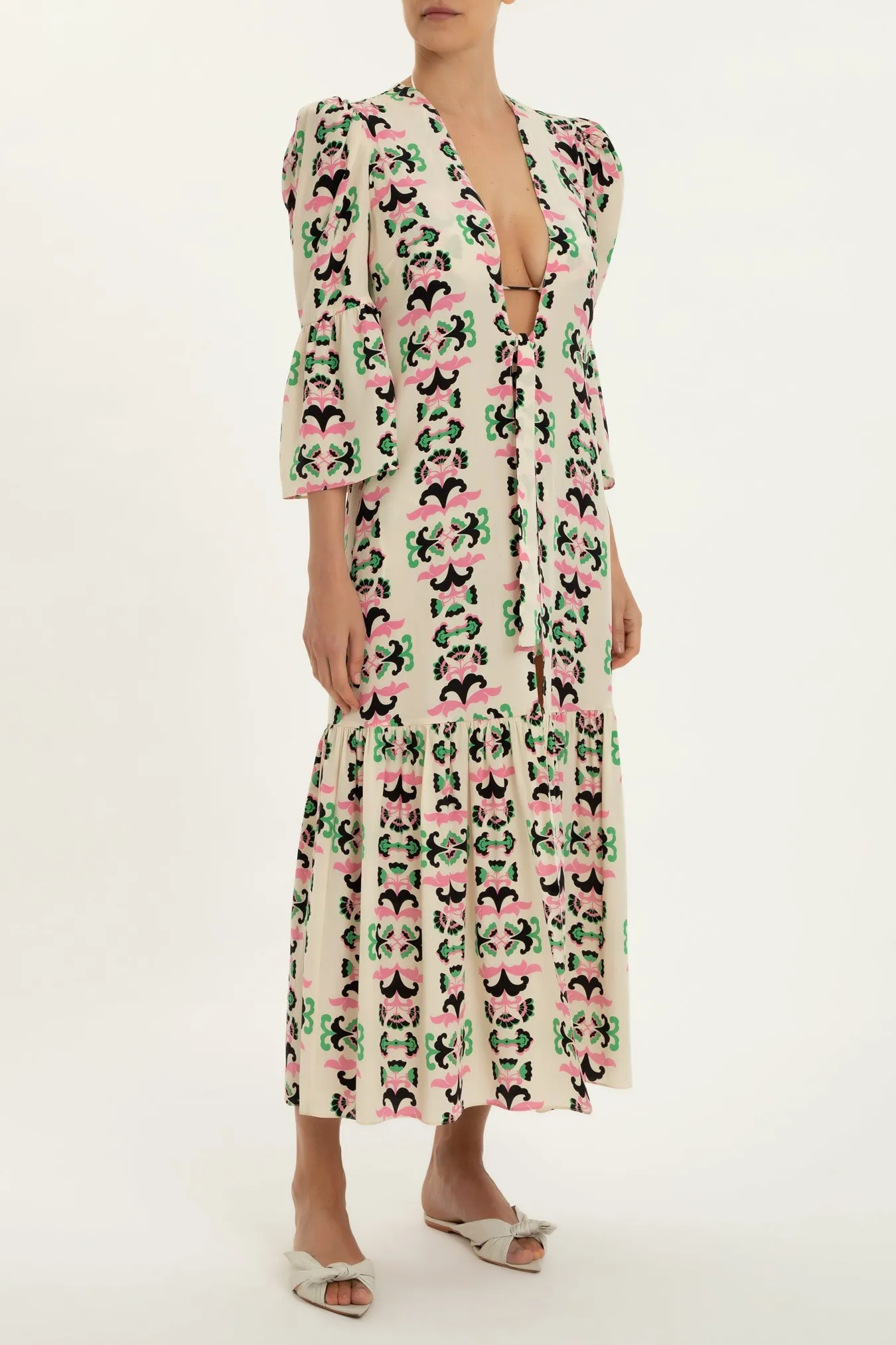 Twisted Flower Midi Robe