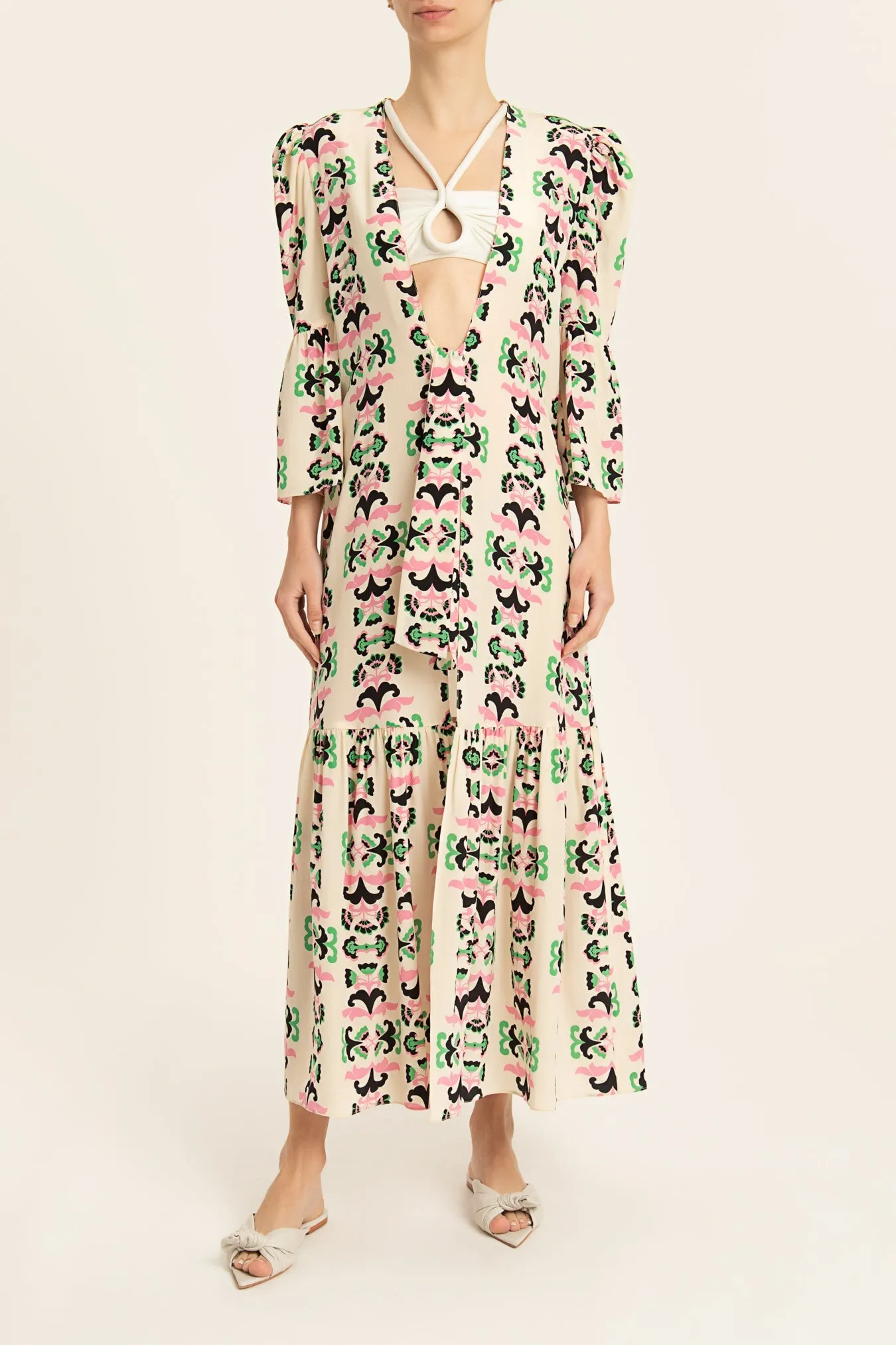 Twisted Flower Midi Robe