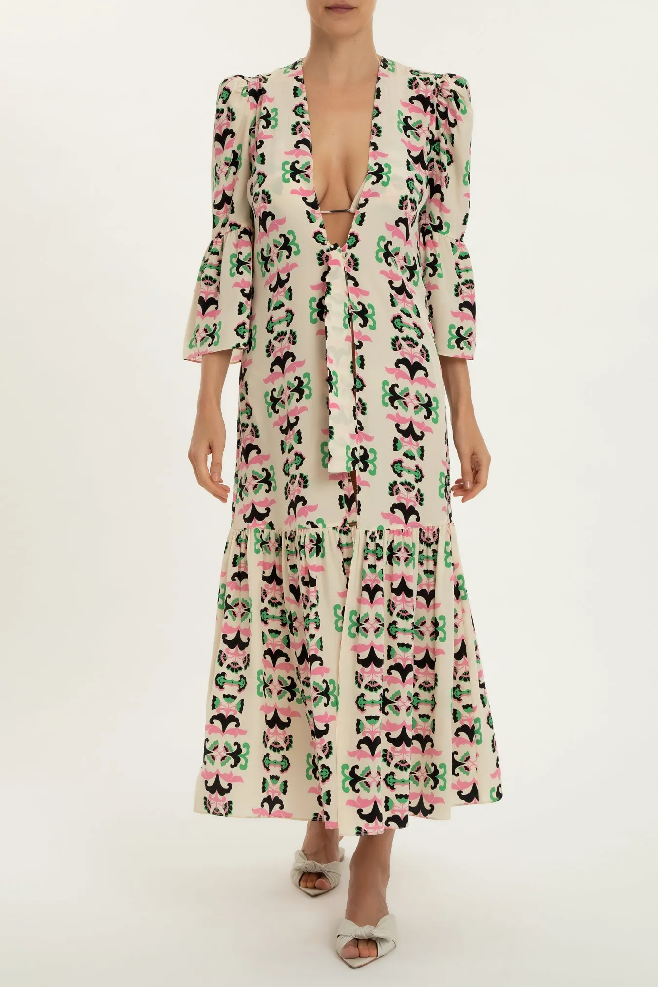 Twisted Flower Midi Robe