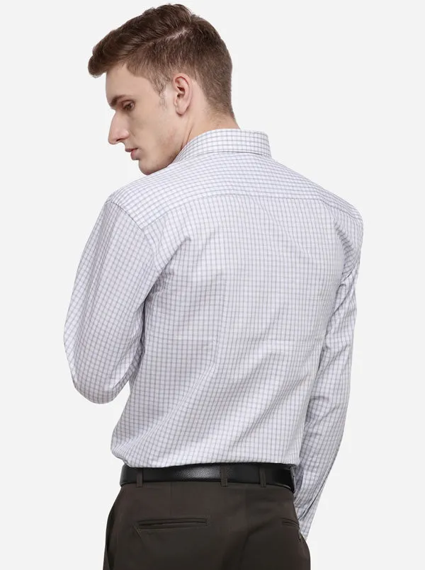 White & Grey Checked Smart Fit Formal Shirt | JadeBlue