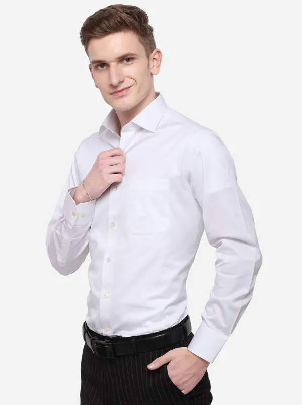 White Solid Slim Fit Formal Shirt | JadeBlue