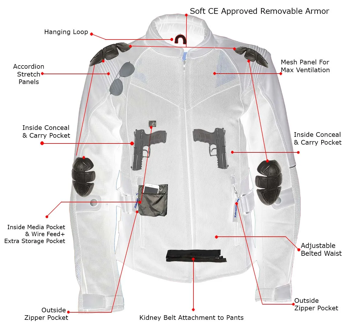 Xelement 'Gold Series' XS22007 Women's 'Be Cool' Black and Grey Armored Textile with Soft-Shell Motorcycle Jacket