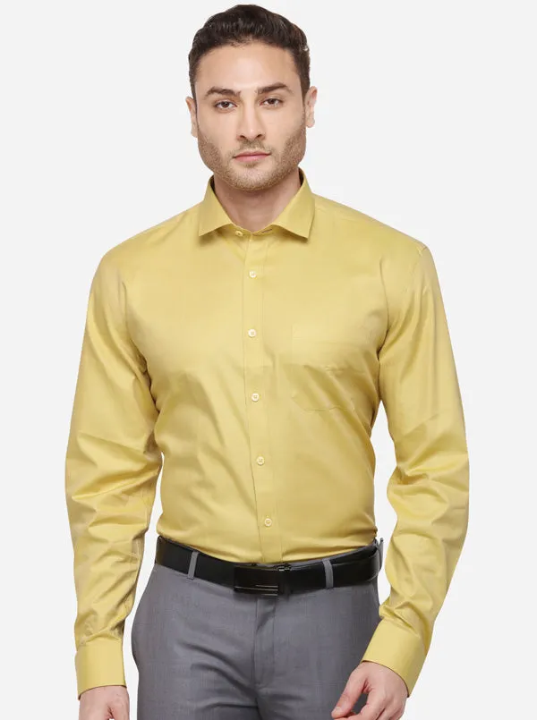 Yellow Solid Regular Fit Formal Shirt | JadeBlue