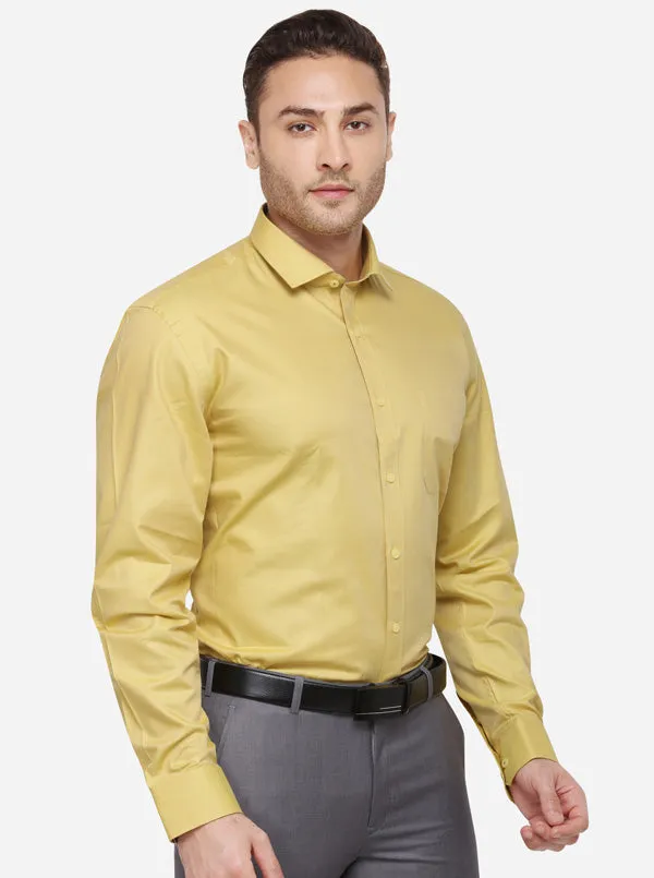 Yellow Solid Regular Fit Formal Shirt | JadeBlue